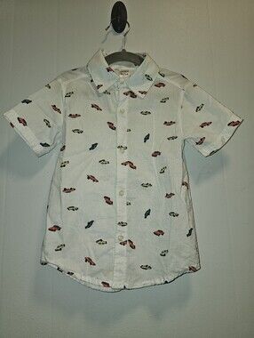 EUC | 3T | Carter’s | White Car Print Short Sleeve Button-Down Shirt